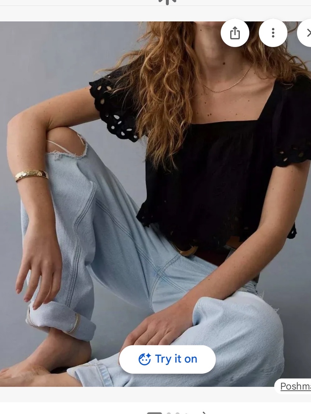 American Eagle Outfitters Black Eyelet Tie-Back Crop Top